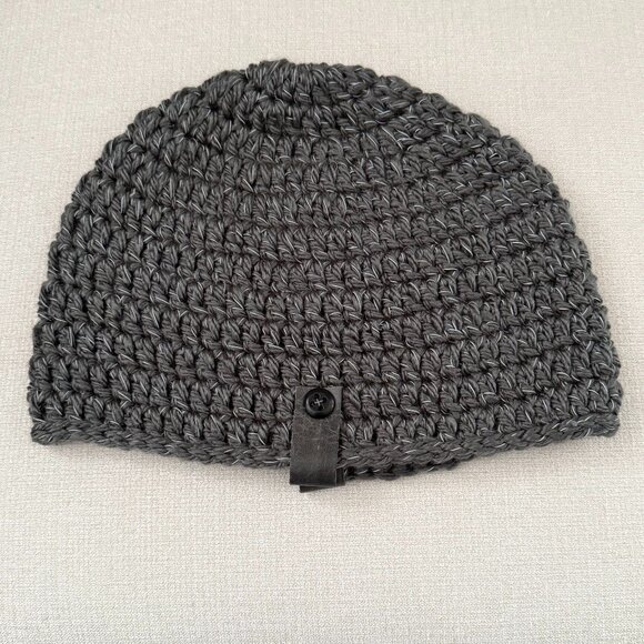 Unisex Reflective Crochet Hat Toque Gray - Picture 3 of 8